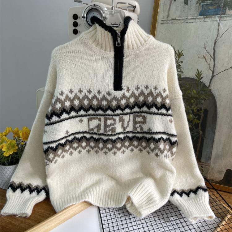 【tops】ファスナーニットセーター　M28624