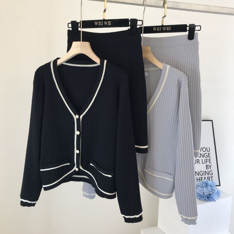 【set】気質満点オシャレニットトップス+スカートファッション２点セット G3090