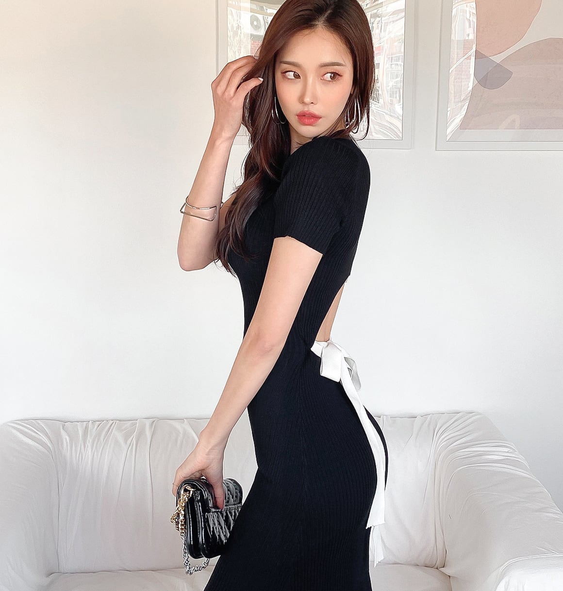 【dress】透かし彫りニットワンピース G21482