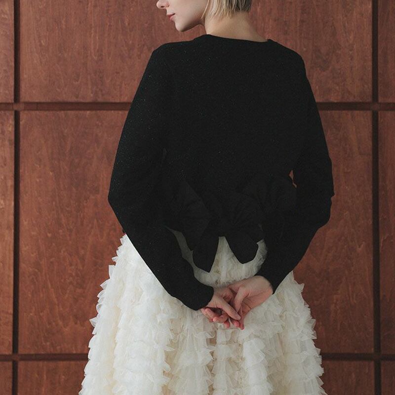 【outer】リボンニットカーディガン Q7652
