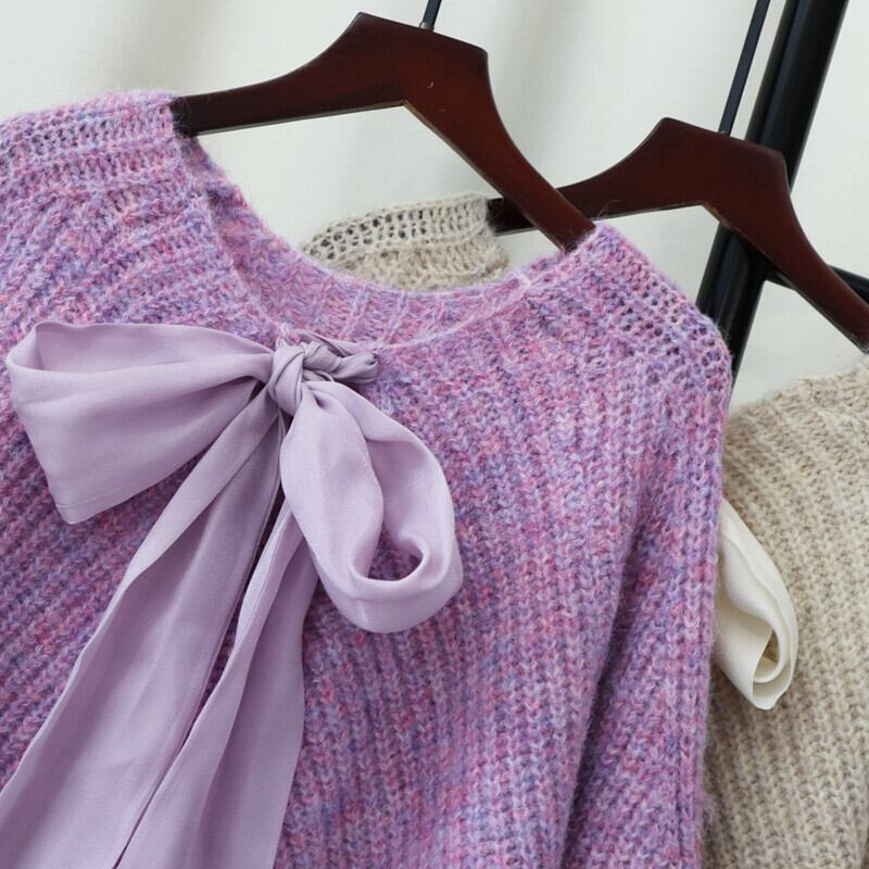 【tops】リボン付きニットセーター　M26942