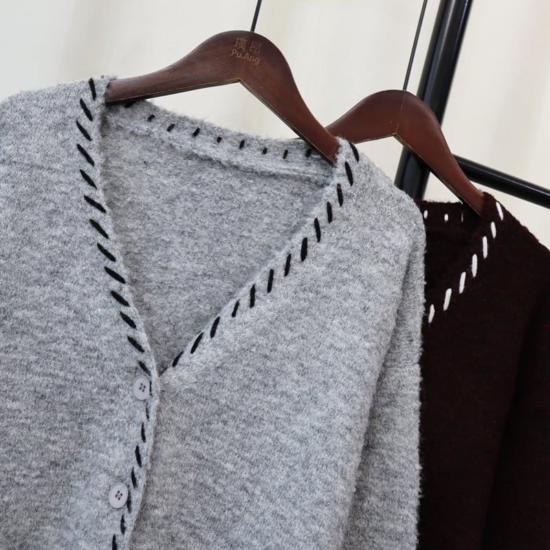 【outer】Vネックニットカーデ　M25695