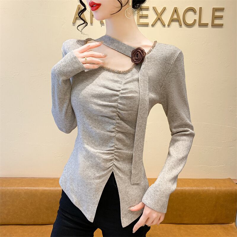 【tops】スリットニットトップス　M27822