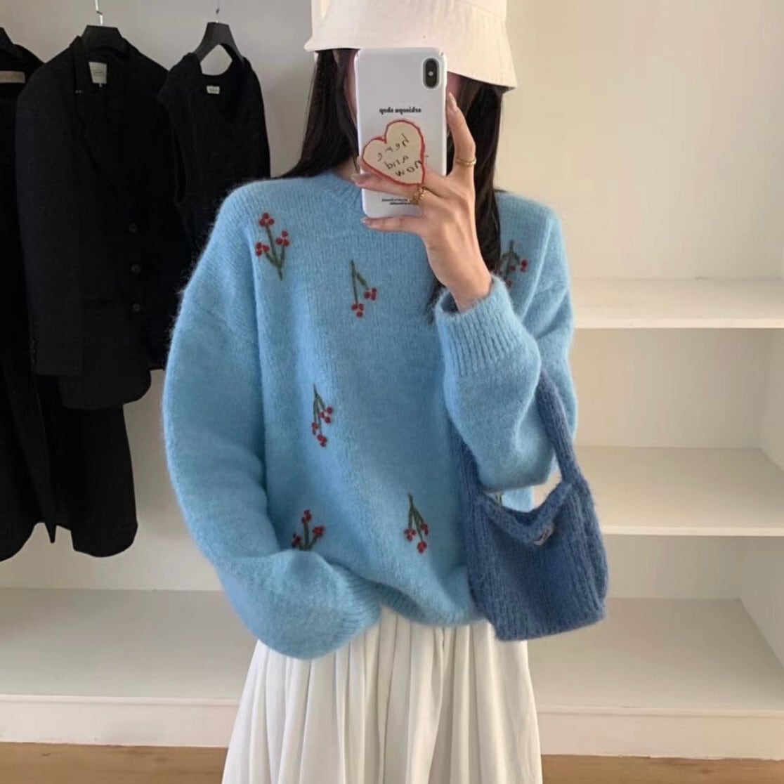 【tops】刺繍ニットセーター　M29042