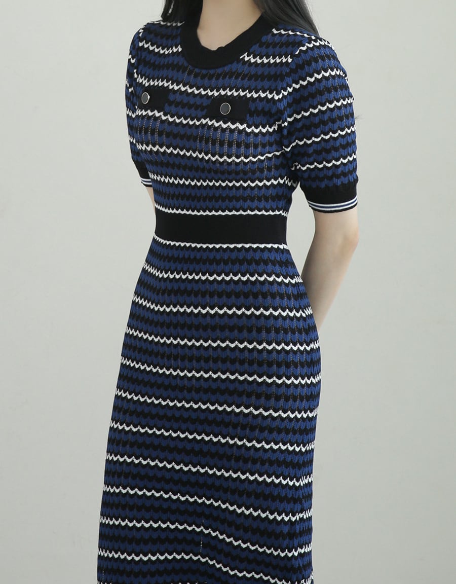 【dress】ボーダー柄ニットワンピース　M24916