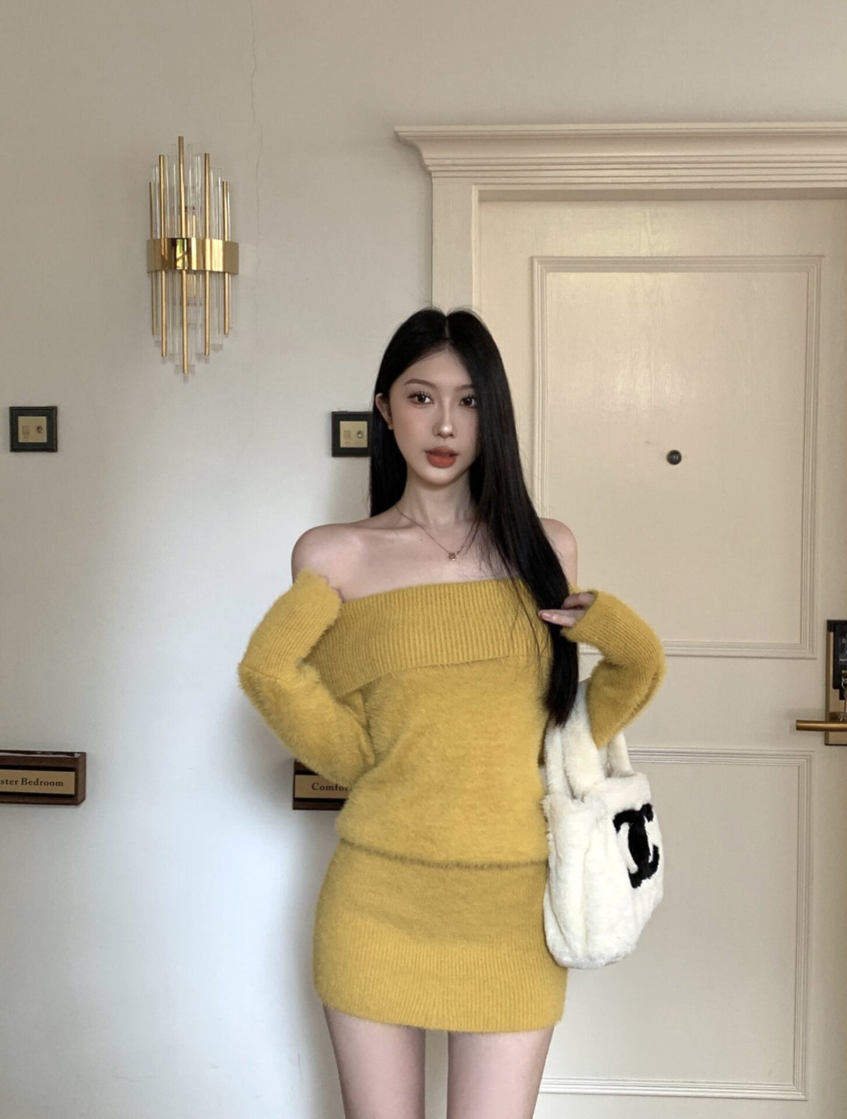 【dress】ボートネックニットワンピース　M28331