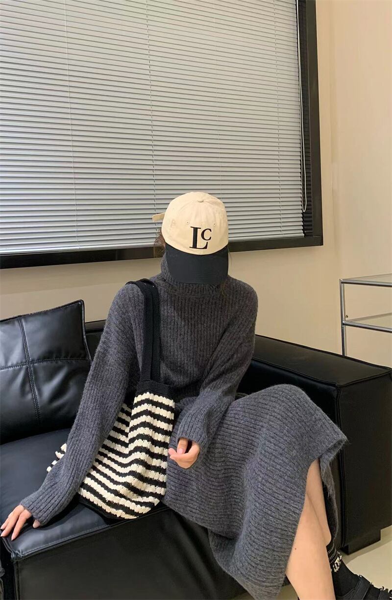 【dress】無地ニットワンピース　M19129