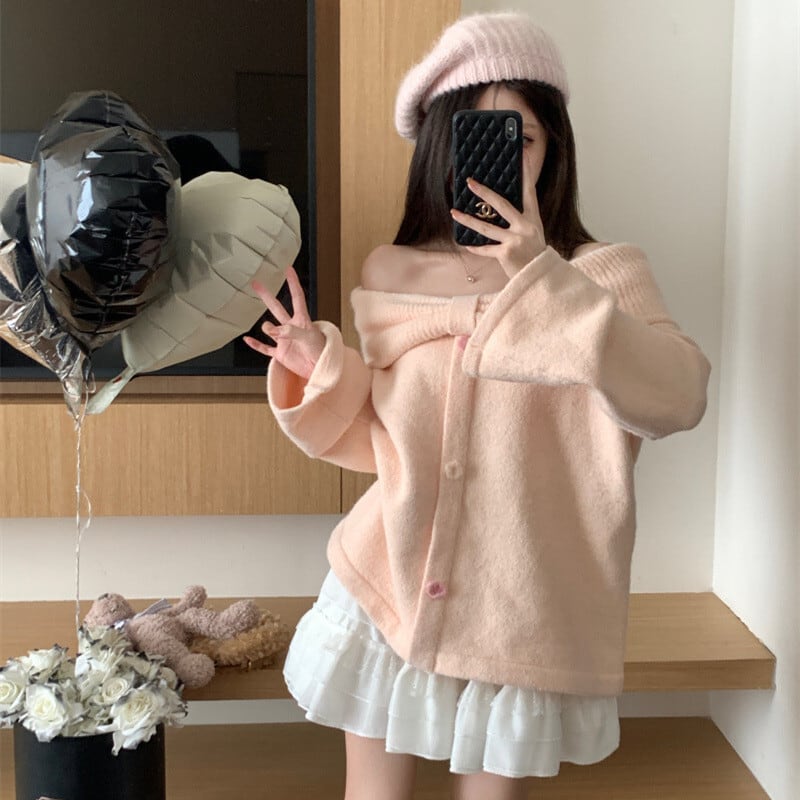 【tops】リボン付きニットセーター　M17997