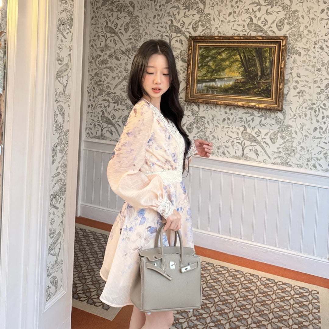 【dress】レースドッキングフラワーミニワンピース   K0629