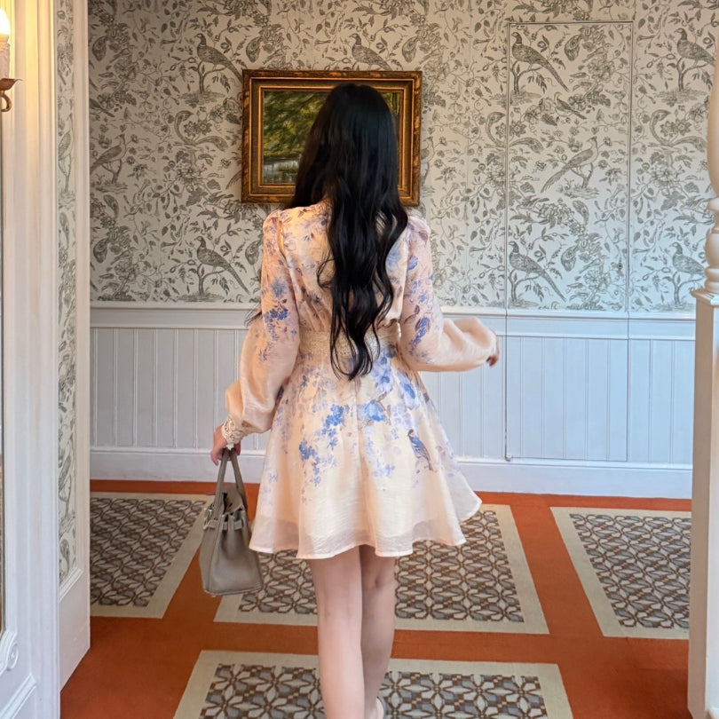 【dress】レースドッキングフラワーミニワンピース   K0629