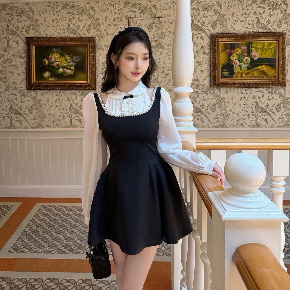 【dress】ショルダーオーポンドッキングミニワンピース   N3766