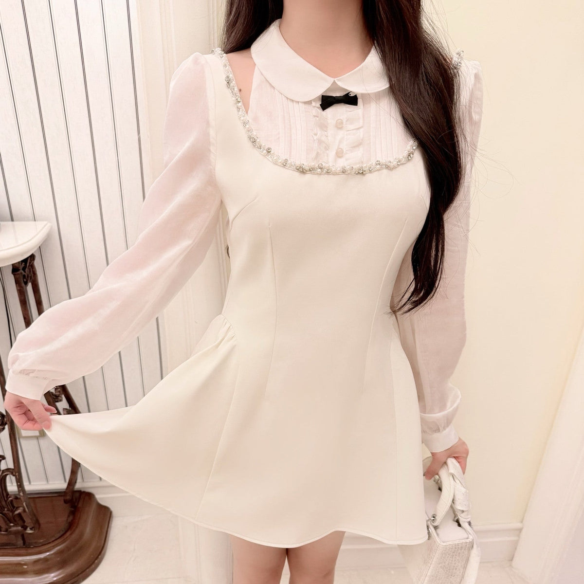 【dress】ショルダーオーポンドッキングミニワンピース   N3766