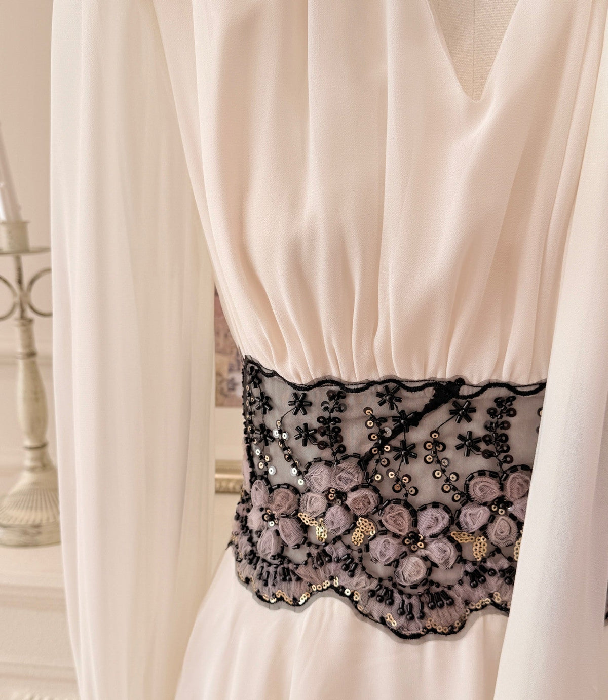 【dress】レースドッキングシフォンミニワンピース   N3767