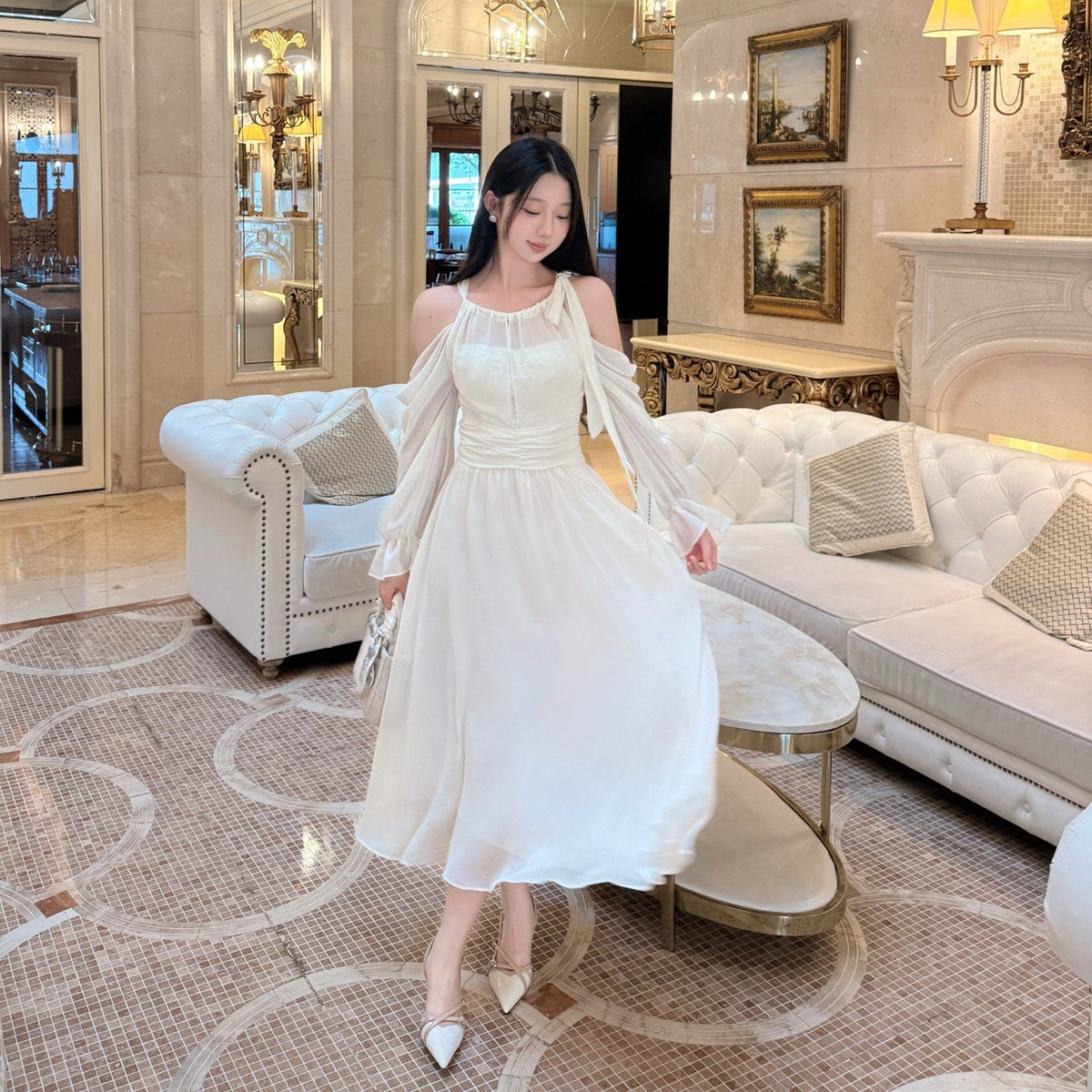 【dress】オフショルロングワンピース   N3769