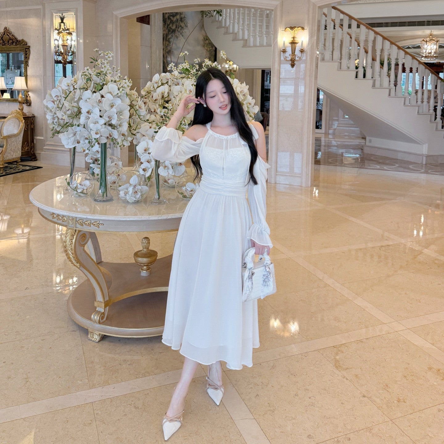 【dress】オフショルロングワンピース   N3769