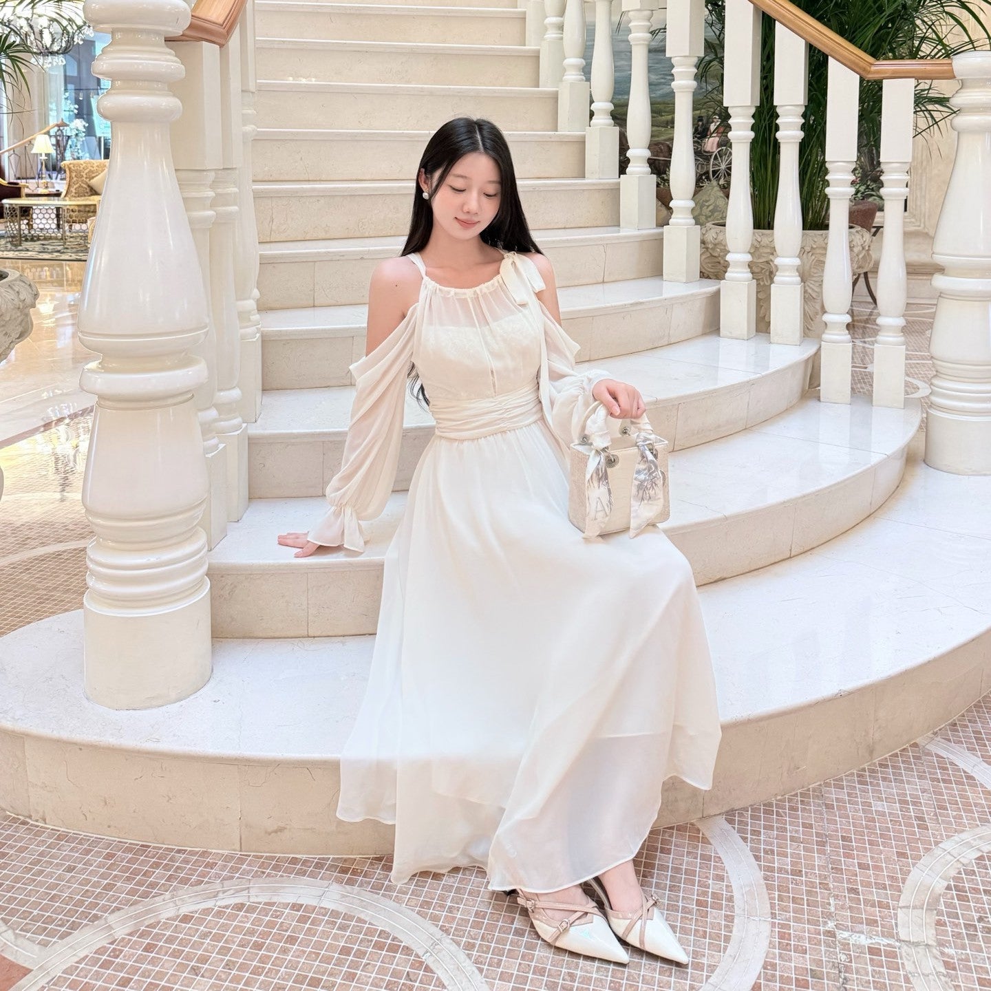 【dress】オフショルロングワンピース   N3769
