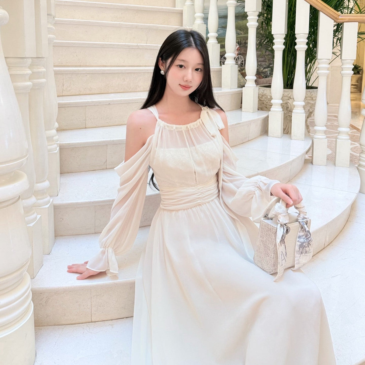 【dress】オフショルロングワンピース   N3769
