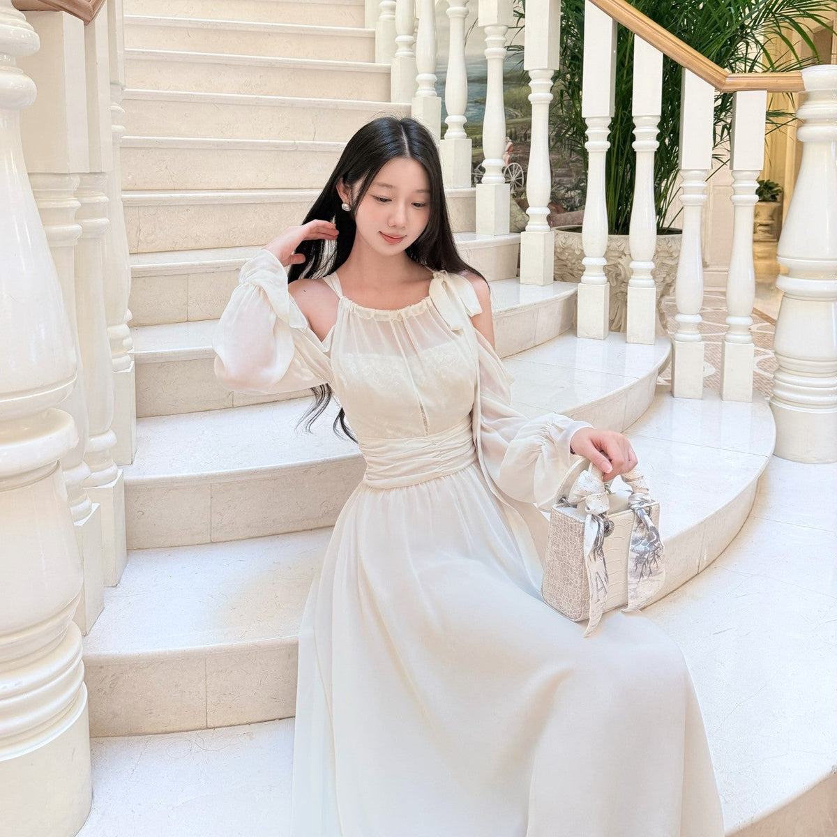 【dress】オフショルロングワンピース   N3769