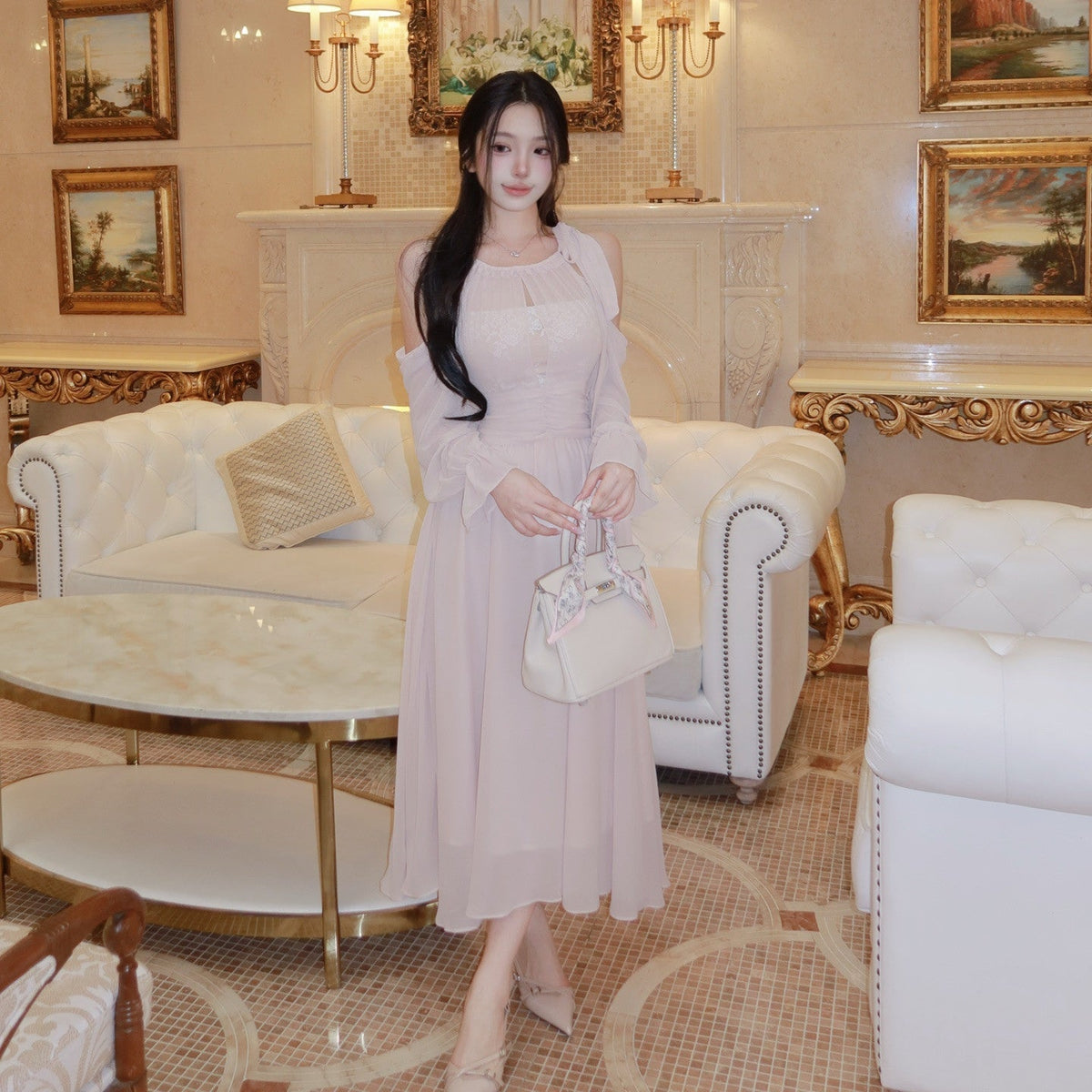 【dress】オフショルロングワンピース   N3769