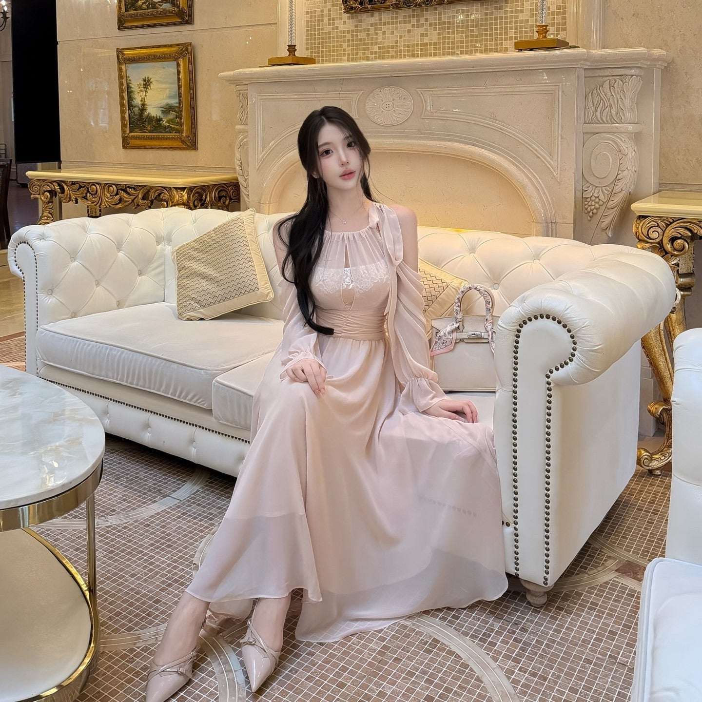【dress】オフショルロングワンピース   N3769