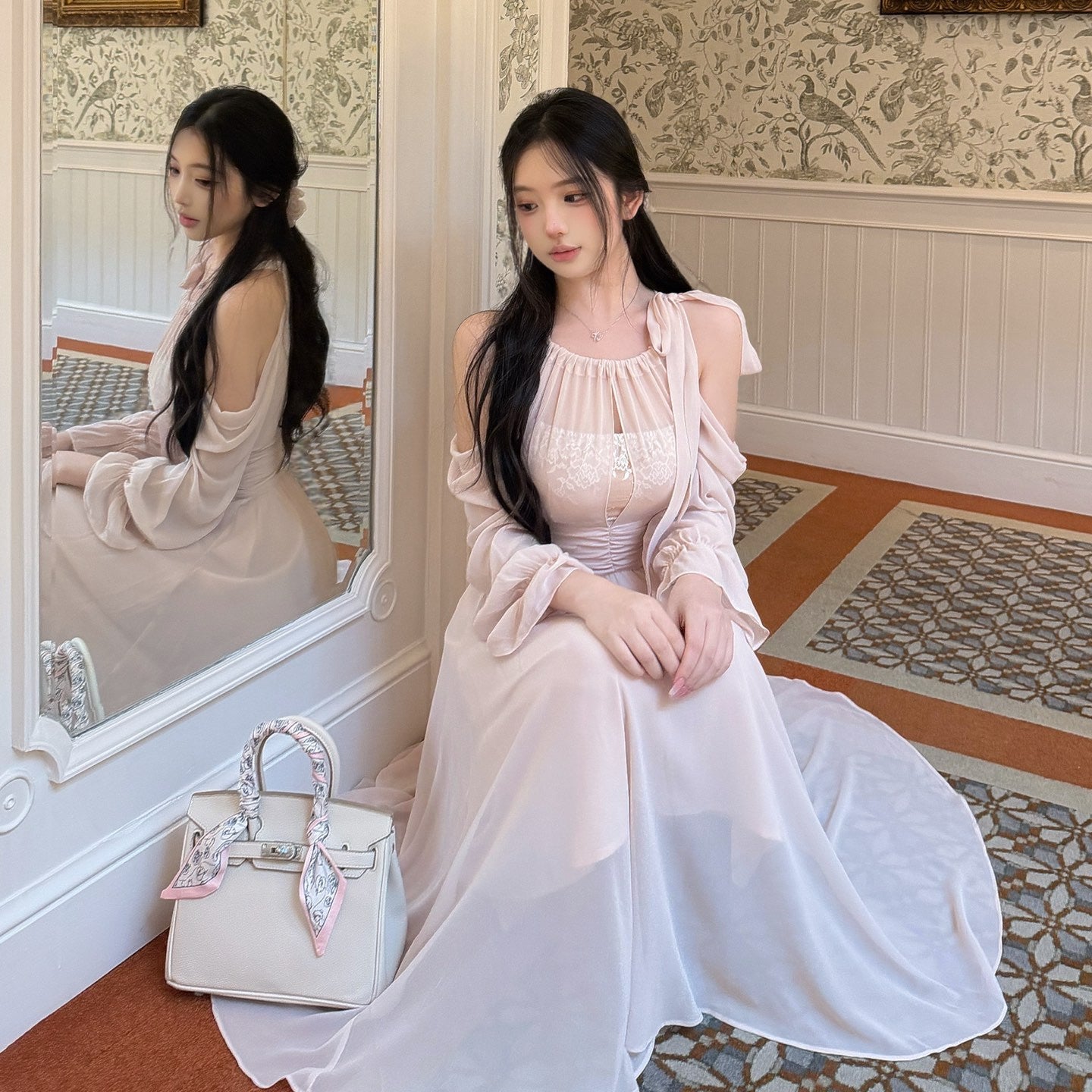 【dress】オフショルロングワンピース   N3769