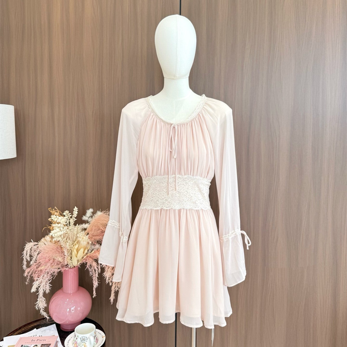 【dress】ウエストレースミニワンピース   N3770