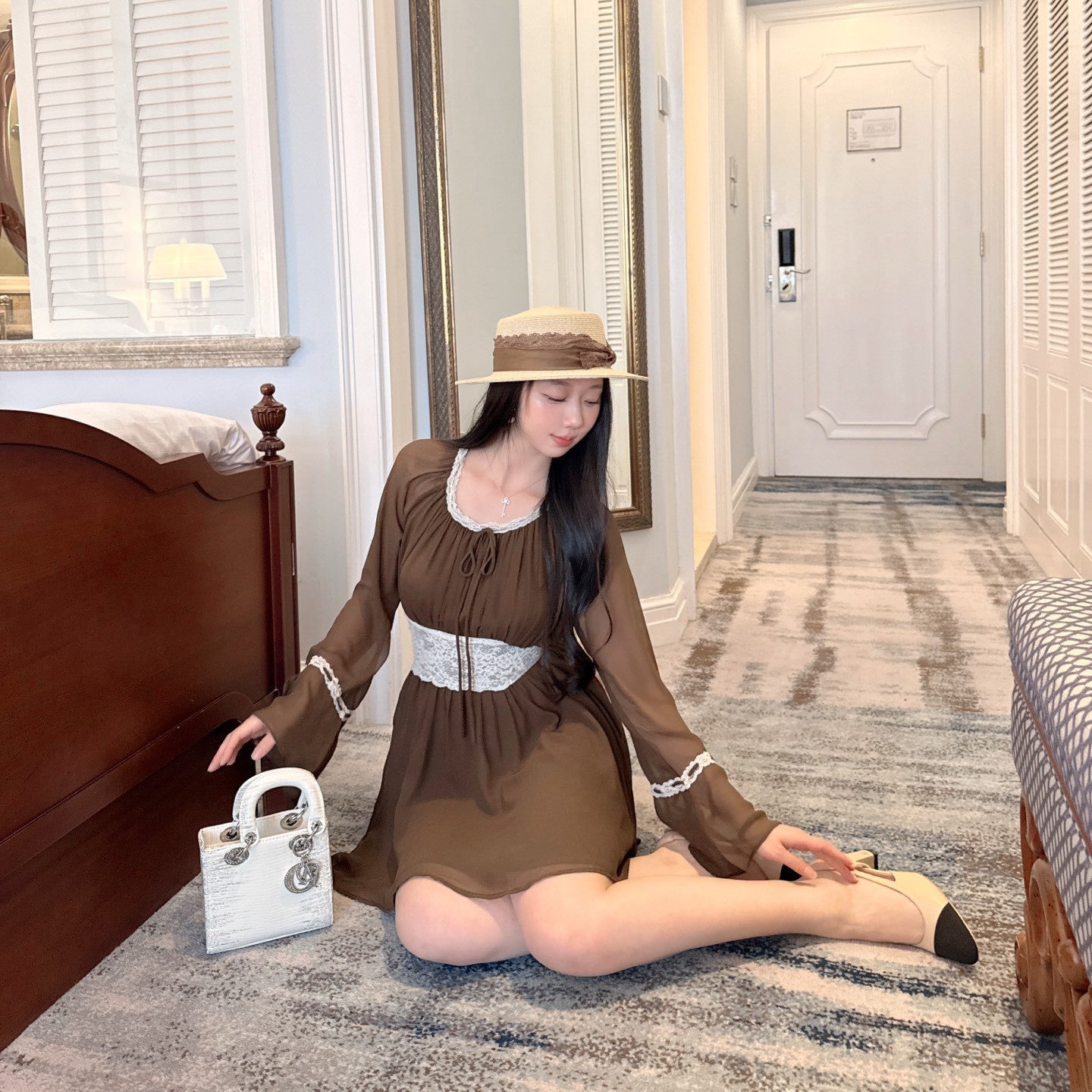 【dress】ウエストレースミニワンピース   N3770