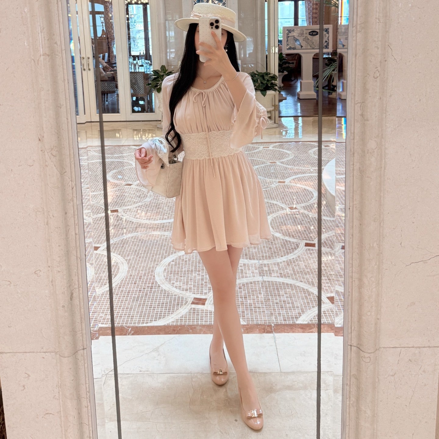【dress】ウエストレースミニワンピース   N3770