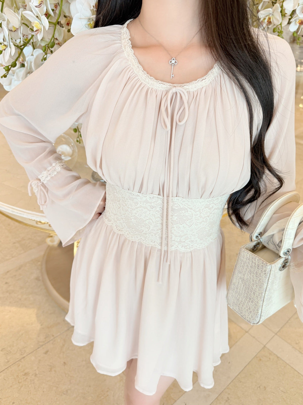 【dress】ウエストレースミニワンピース   N3770