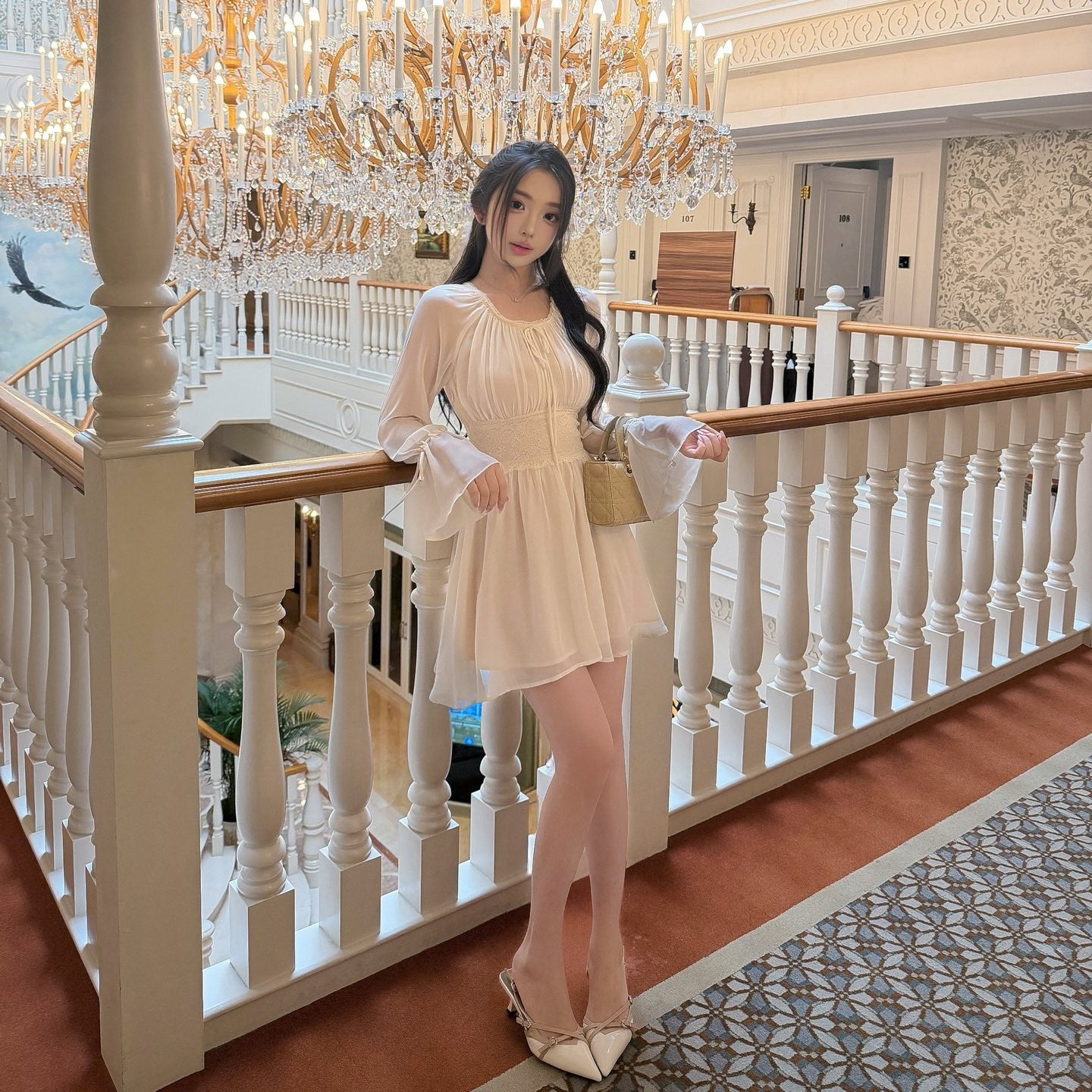 【dress】ウエストレースミニワンピース   N3770