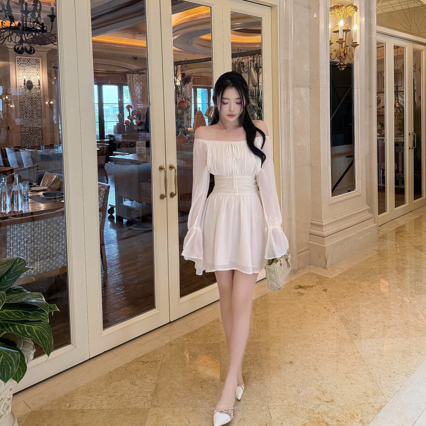【dress】ウエストレースミニワンピース   N3770