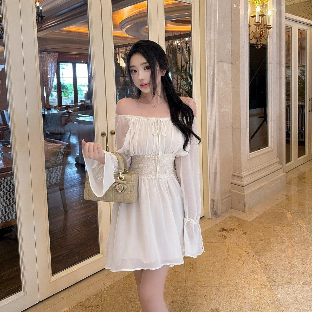 【dress】ウエストレースミニワンピース   N3770