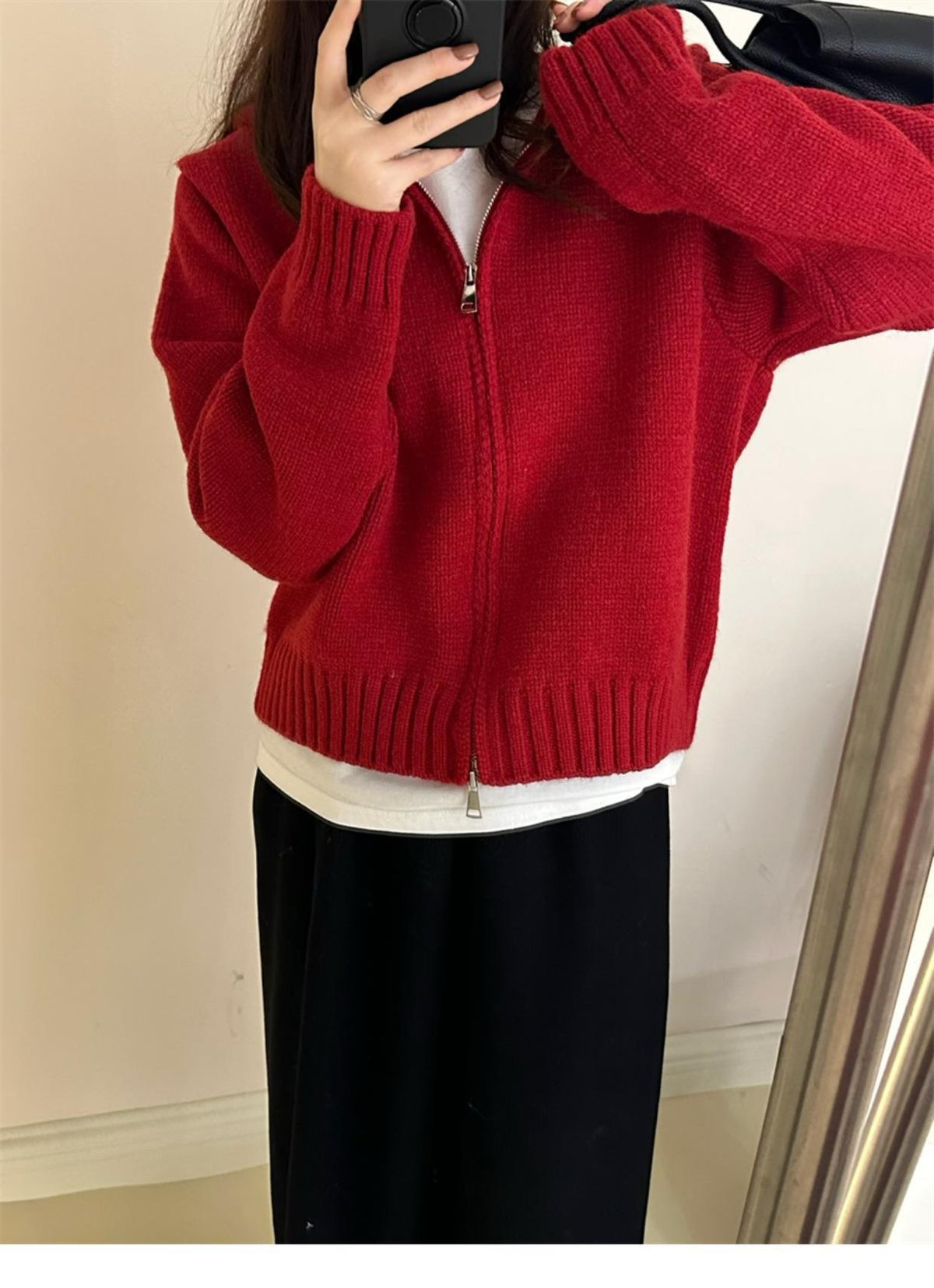【outer】フード付きニットカーデ　M28652