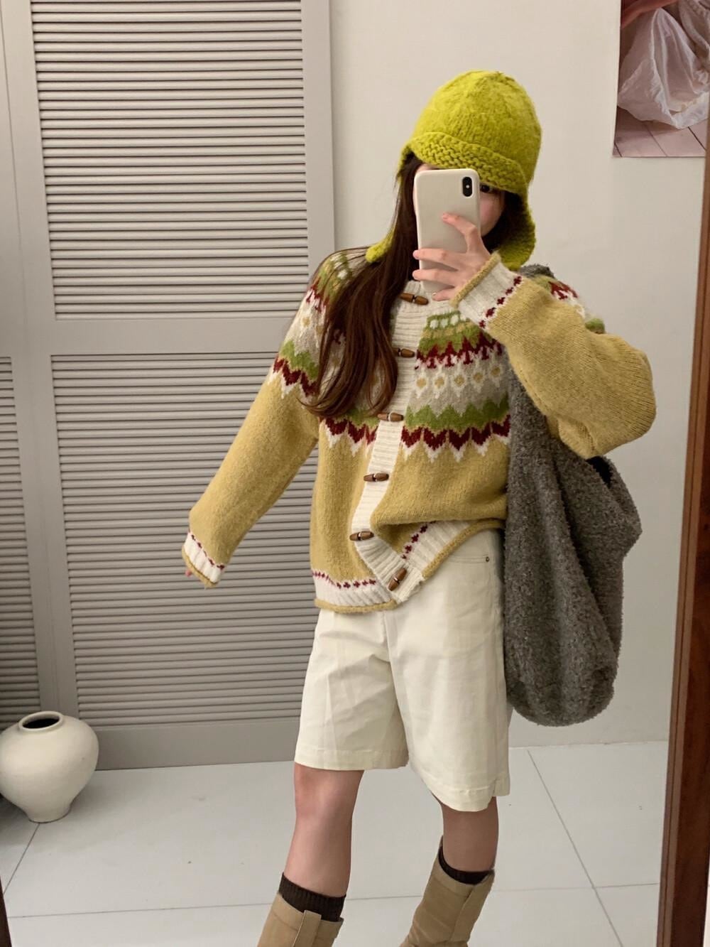 【outer】ジャカードニットカーデ　M27110