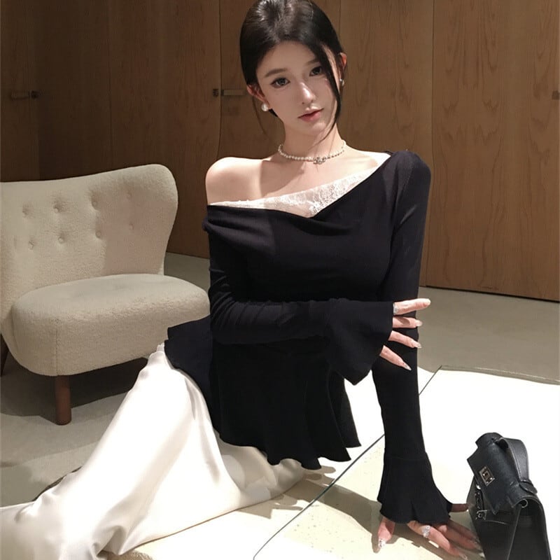 【tops】レースドッキングフリルトップス　M28869