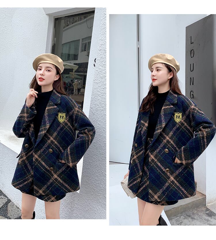 【set】ファッション!気質満点レトロオシャレスーツアウター+スカート２点セット G3586