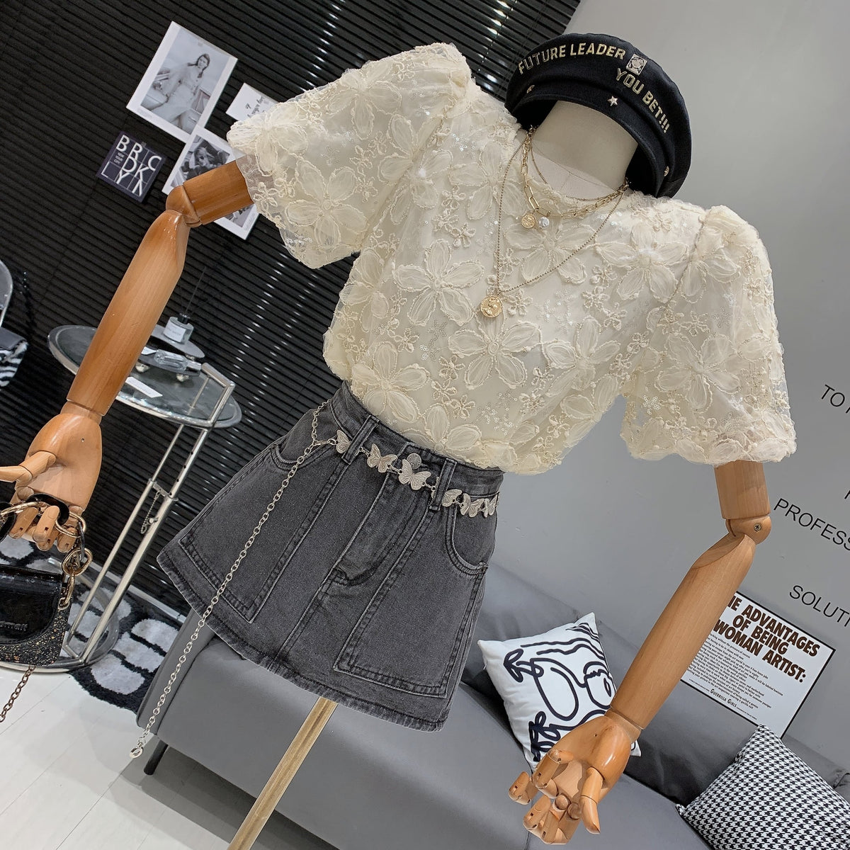 【tops】パフスリーブトップス　M24011