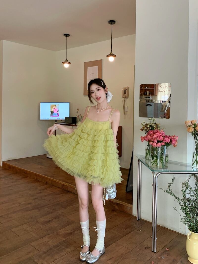 【dress】チュールコンビキャミワンピース　M29848