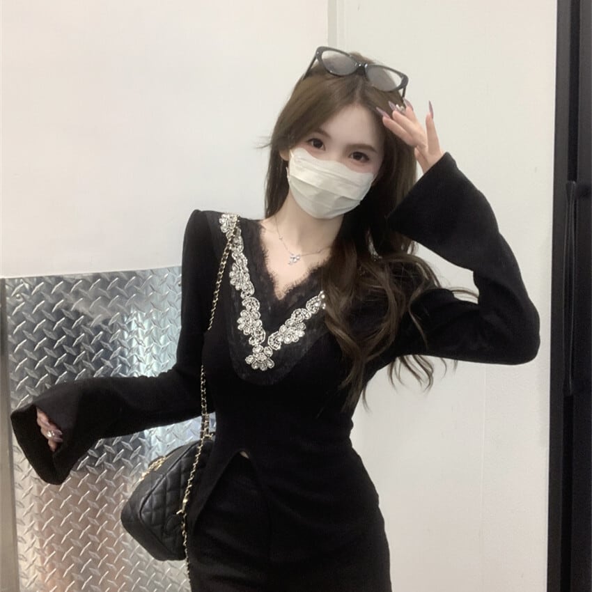 【tops】レース切り替えトップス　M29453