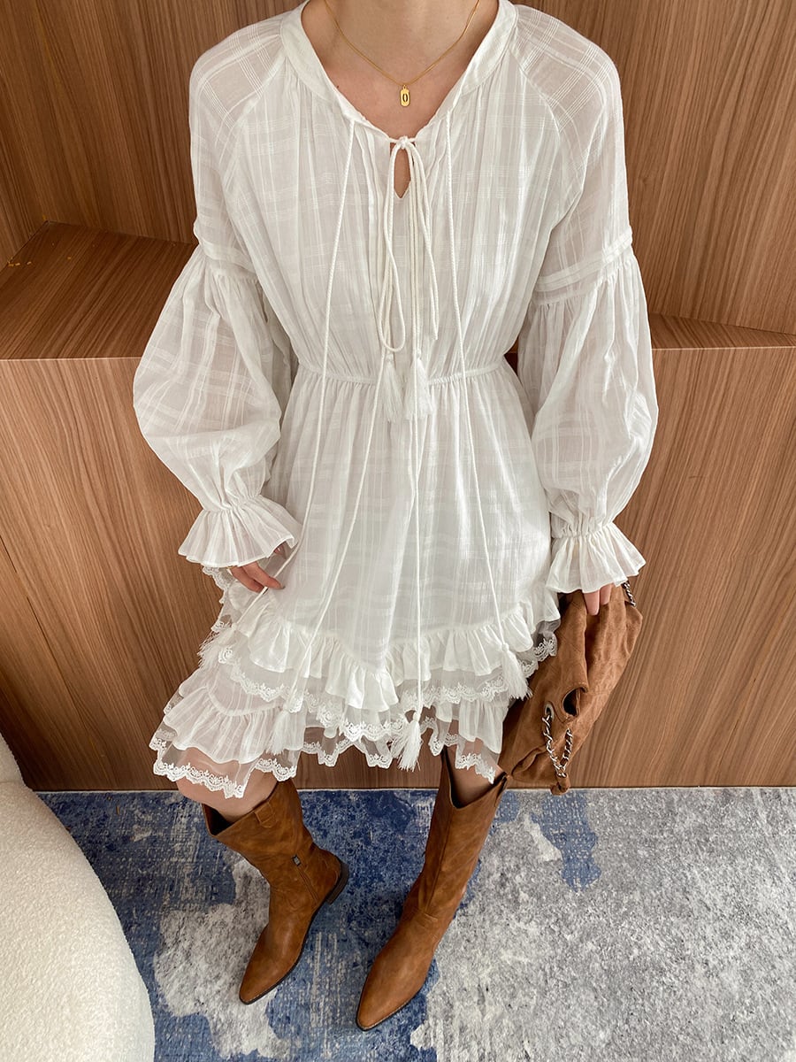 【dress】レースドッキングティアードワンピース　N2973