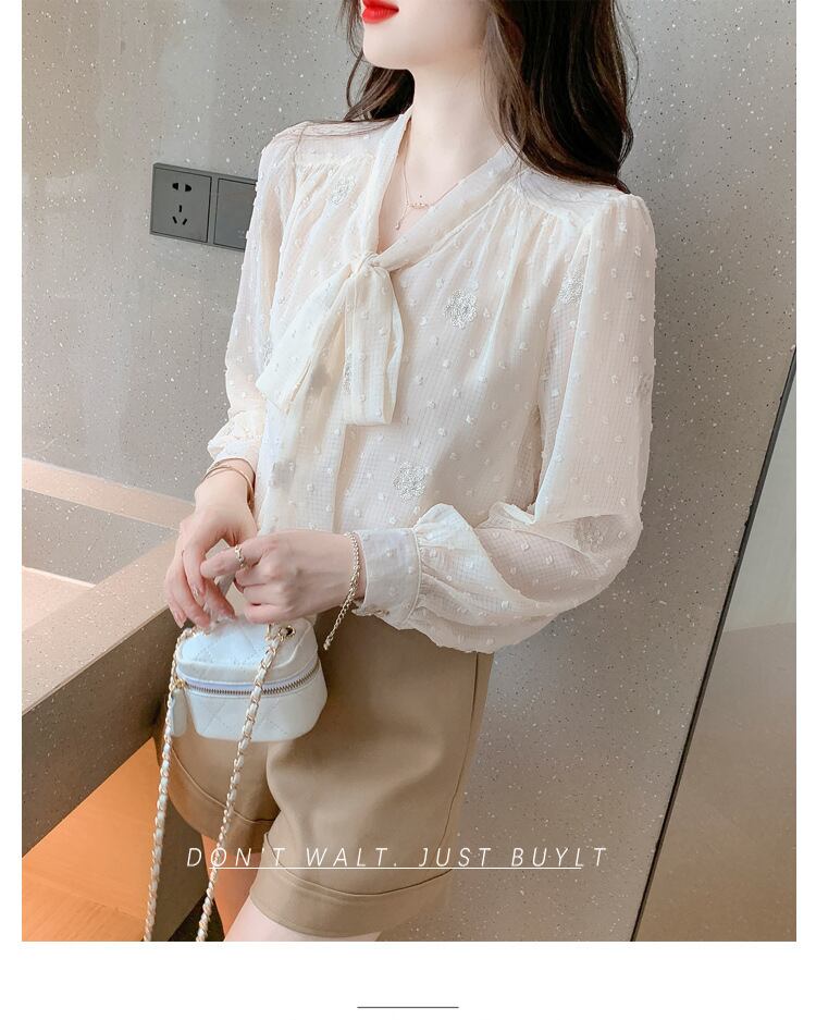 【tops】リボン付きシャツトップス　M28633