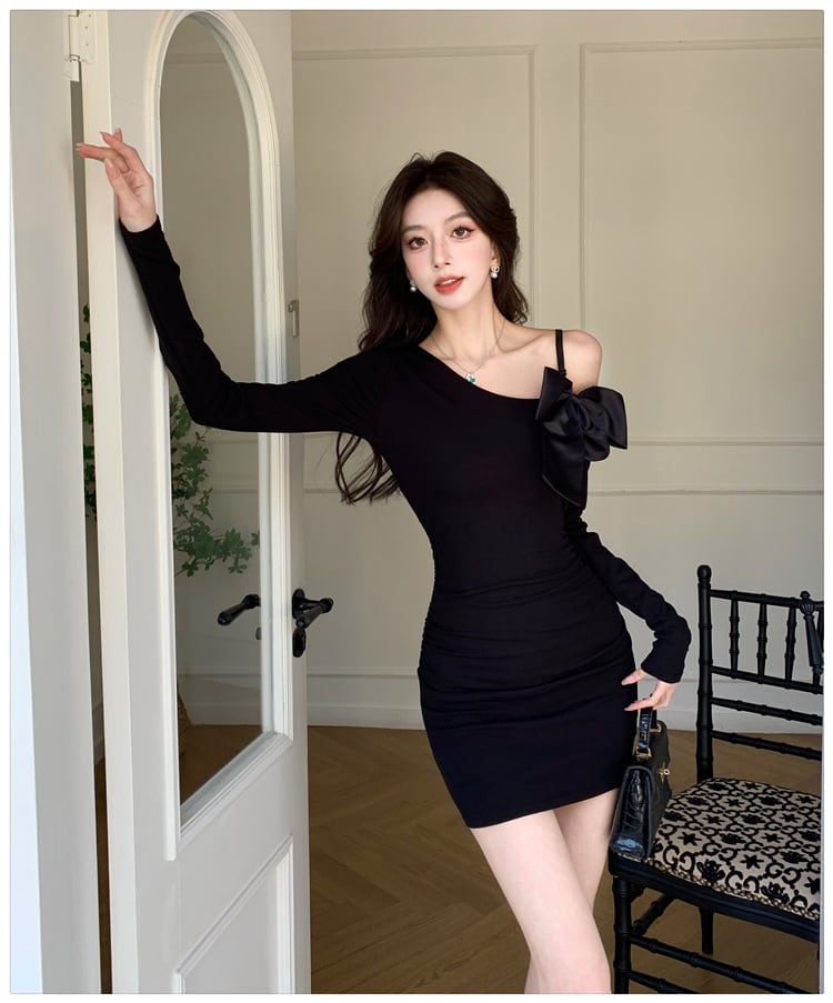 【dress】オフショルダーニットワンピース　M28868