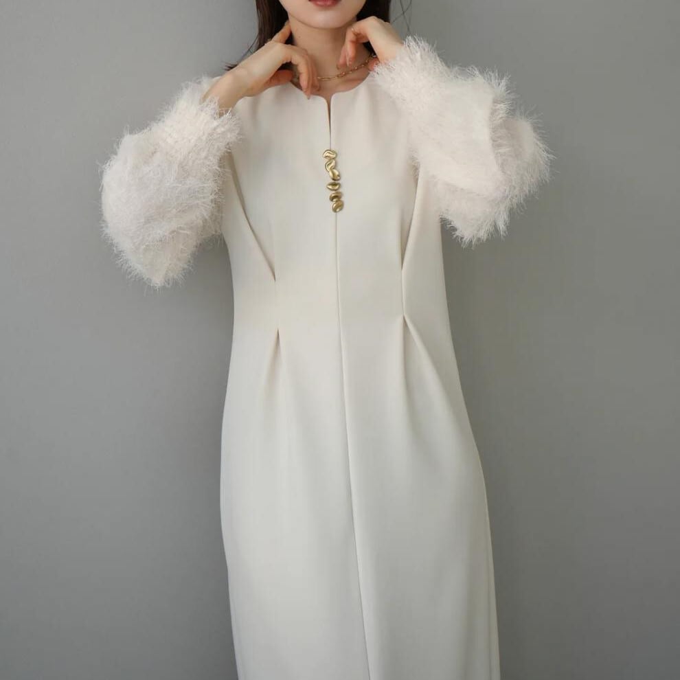【dress】Ⅴネックドッキングワンピース　N2965
