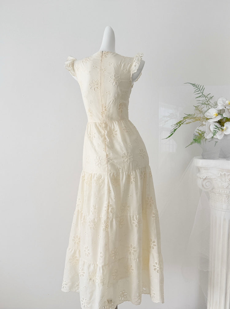 【dress】フラッタースリーブロングレースワンピース Q8819