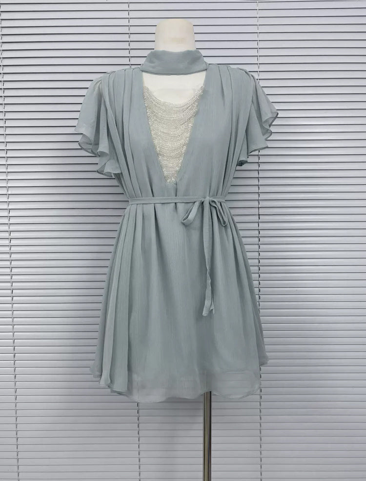 【dress】ビーズVネックワンピース Q8768
