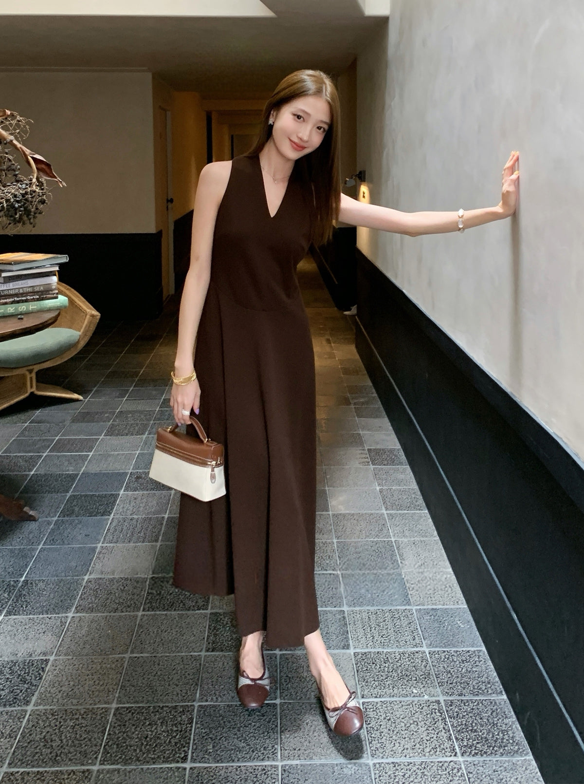 【dress】ノースリーブロングワンピース Q8931