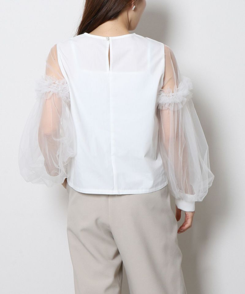 【tops】チュールドッキングブラウス　M30193