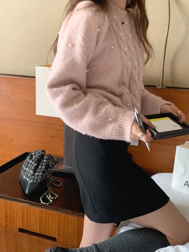 【tops】クルーネックニットセーター　M19019
