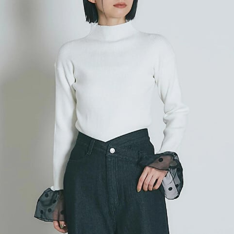 【tops】ドッキングニットトップス　M28038