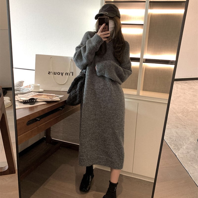 【dress】フード付きニットワンピース　M26317